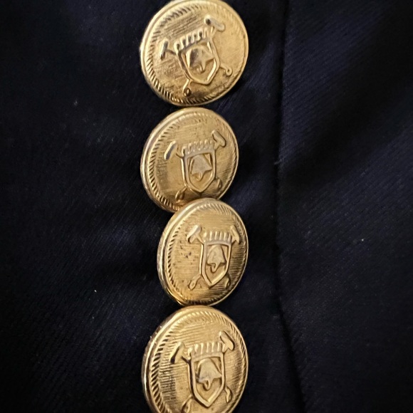 44S Dark Blue Ralph Lauren Blazer. Gold RL. It tons. Amazing look. - Picture 3 of 5